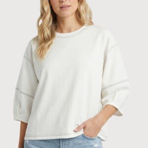 3/4 Sleeve Solid Cotton Top