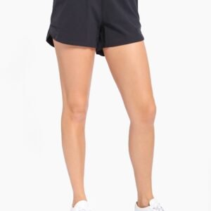 Athleisure Shorts with Curved Hemline