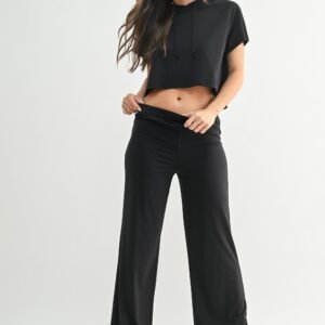Foldover Waist Wide Leg Pants