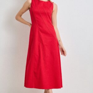 Asymmetric Seam Midi Dress