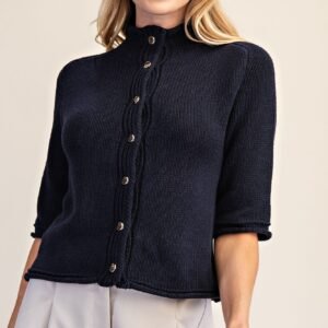 Navy Short Sleeve Cardigan
