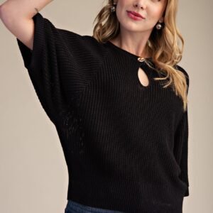 Round Neck Cropped Sleeve Sweater