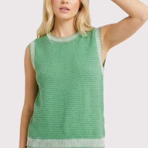 Color Accented Rib Waffle Sweater