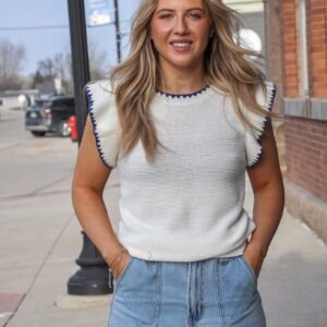 Blanket Stitched SS Sweater