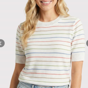 Pointelle Multi Color Striped Sweater