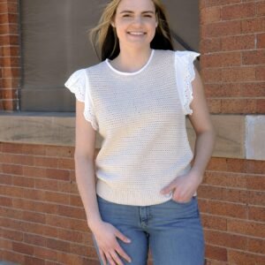 Eyelet Lace Sleeve Sweater Top