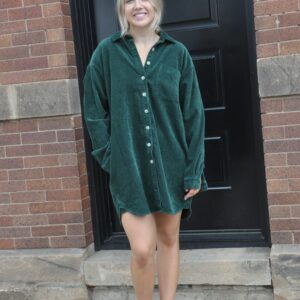 Corduroy Mini Shirt Dress