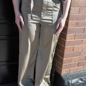 Metal D-Ring Belted Satin Pants