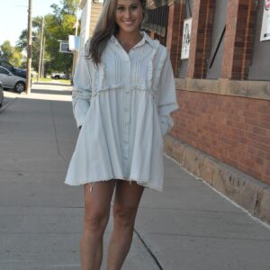 Pintuck & Ruffle Detail Shirt Dress
