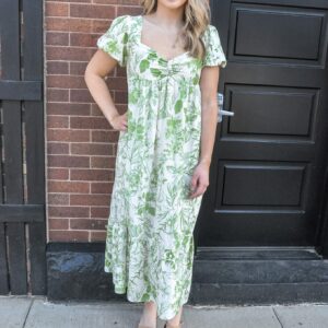 Sweetheart SS Print Maxi Dress